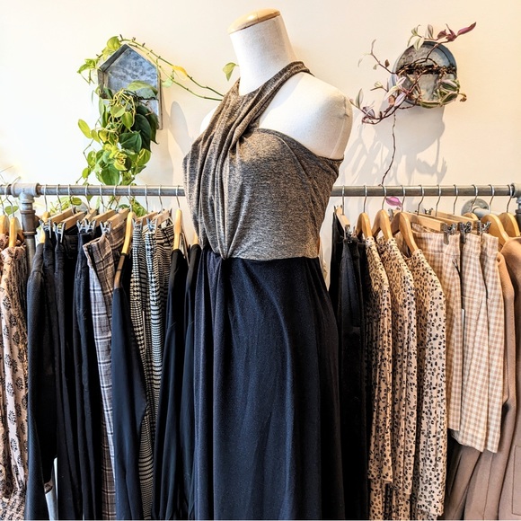 NWT Hericher Beverly Maxi Knit Dress in Shimmery Brown Gold / Black Size Medium - Picture 2 of 3